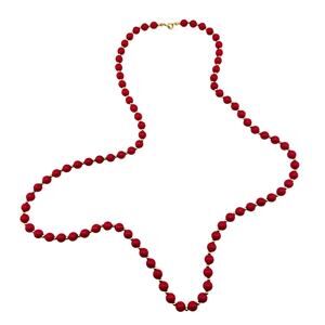 Vintage Retro Dark Hot Pink Beaded Classic Flirty Fun Gold Tone 35” Necklace